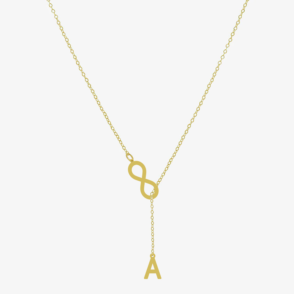 Collier infini doré en argent 925 avec lettre personnalisée,  – bijou femme élégant.