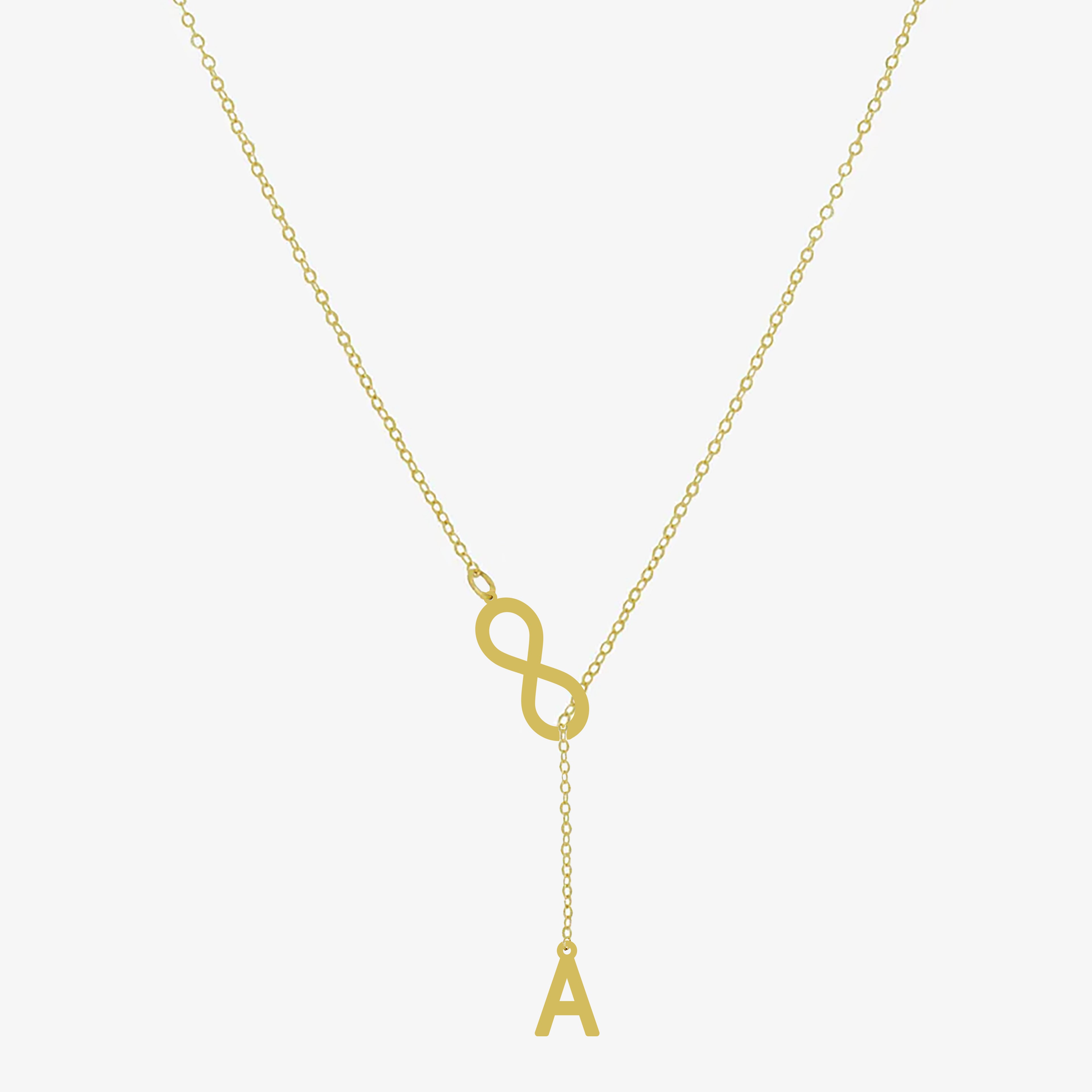 Collier infini doré en argent 925 avec lettre personnalisée,  – bijou femme élégant.