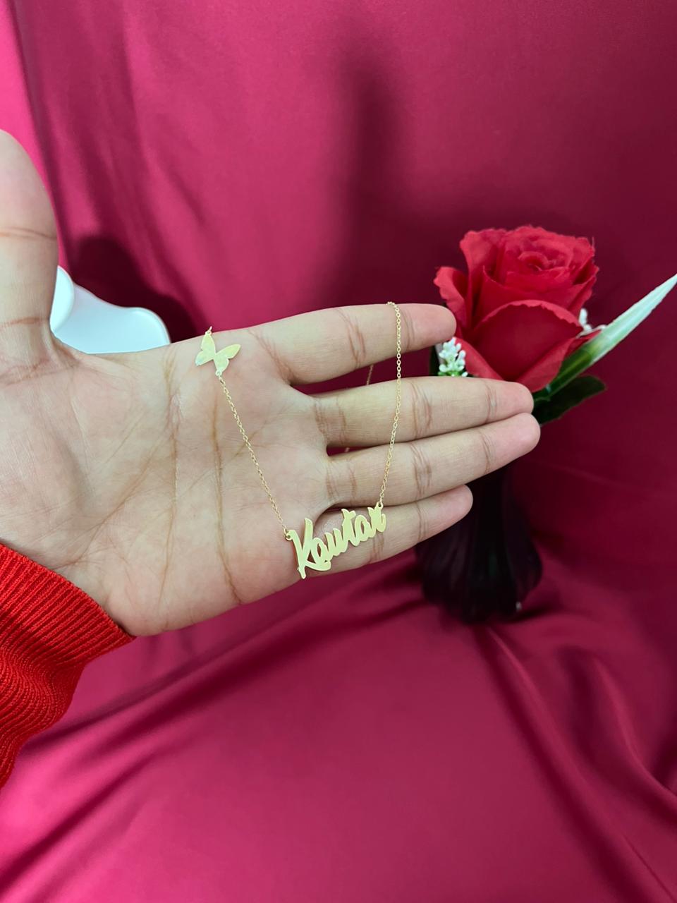 Collier Prénom & Papillon Personnalisé – Argent Doré 925